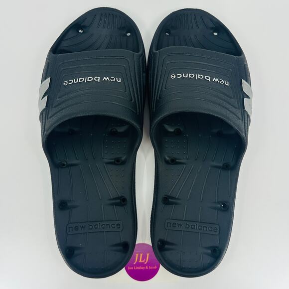 New Balance Men's Float Slide Sandals Black/Silver Size 13 EEEE 4E Width - Picture 9 of 11